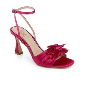 BADGLEY MISCHKA Flory Ankle Strap Sandal-Passion Pink Satin Size 7